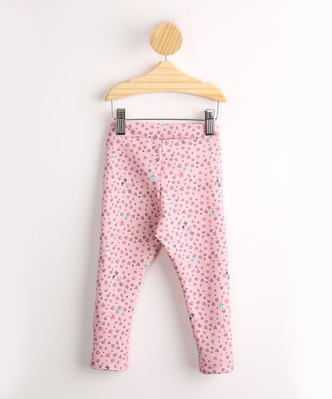 Calça Infantil Legging Animal Print com Recortes Rosa