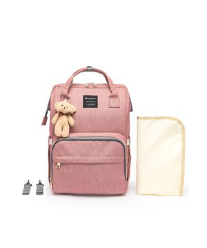 Bolsa Mochila Maternidade Madami Original Multifuncional Espaçosa C/ Gancho para carrinho e Trocador Rosa