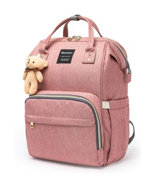 Bolsa Mochila Maternidade Madami Original Multifuncional Espaçosa C/ Gancho para carrinho e Trocador Rosa