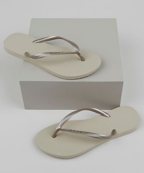 Chinelo Feminino Havaianas Slim  Bege