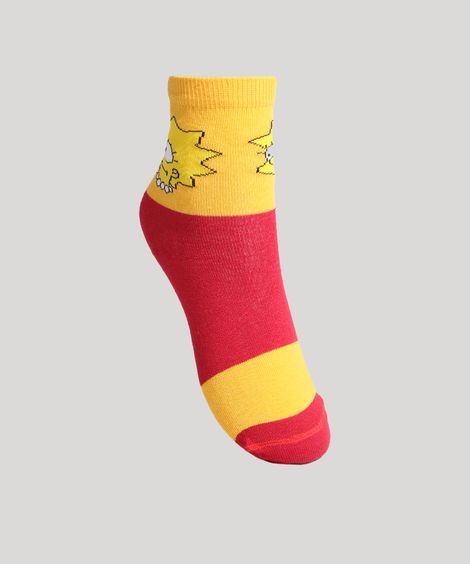 Meia Infantil Cano Médio Tal Pai Tal Filho Listrada Lisa Simpson Multicor