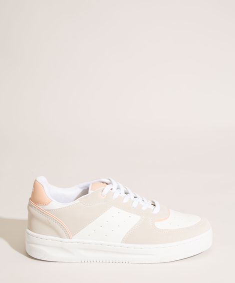 Tênis Feminino Casual com Recortes Branco