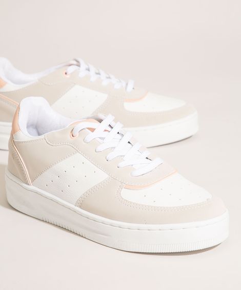 Tênis Feminino Casual com Recortes Branco