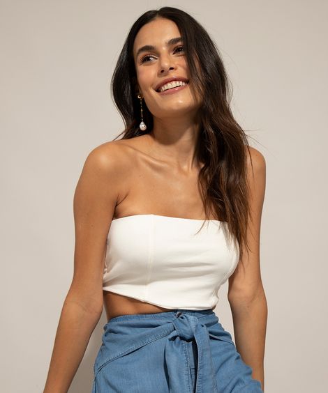 Top Cropped Tomara que Caia Corset Off White