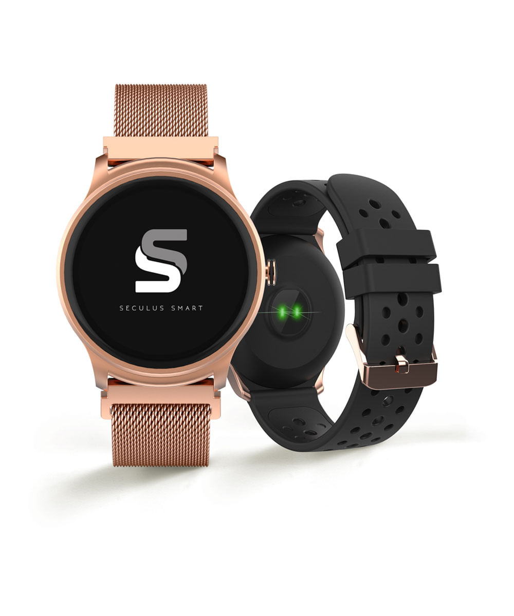 smartwatch pulseira rose gold