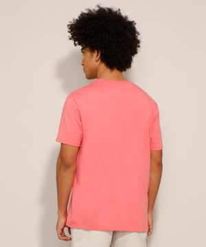 camiseta básica de algodão manga curta coral