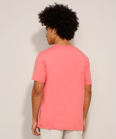 camiseta básica de algodão manga curta coral