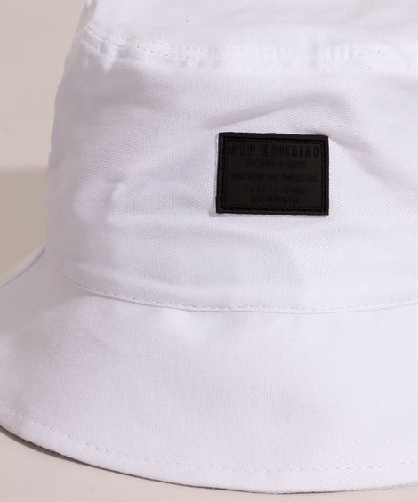 Chapéu Bucket Hat de Sarja com Patch Emborrachado Branco