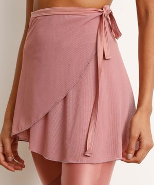 Minissaia Transpassada de Tule Esportiva Ace Ballet Rosa