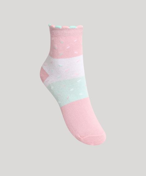 Kit de 2 Meias Infantis Cano Médio Estampadas Multicor