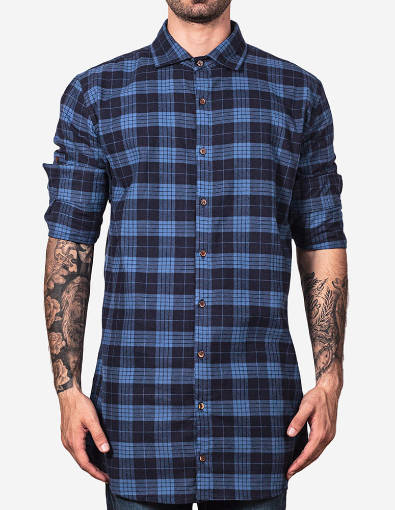 camisa longline azul