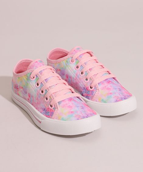Tênis Infantil Estampado Tie Dye de Lona Palomino Multicor