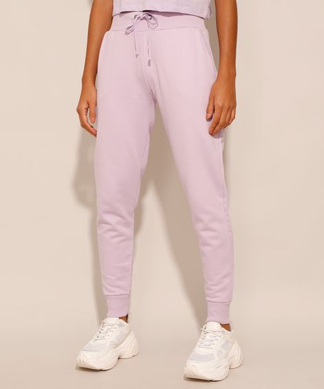 calça jogger básica de moletom lilás