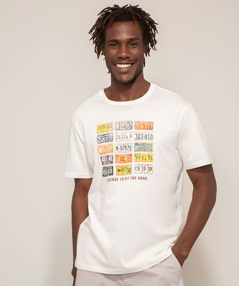 Camiseta Placas Manga Curta Gola Careca Off White