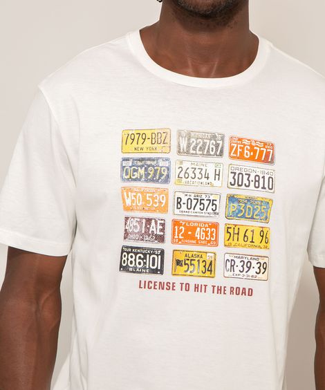 Camiseta Placas Manga Curta Gola Careca Off White
