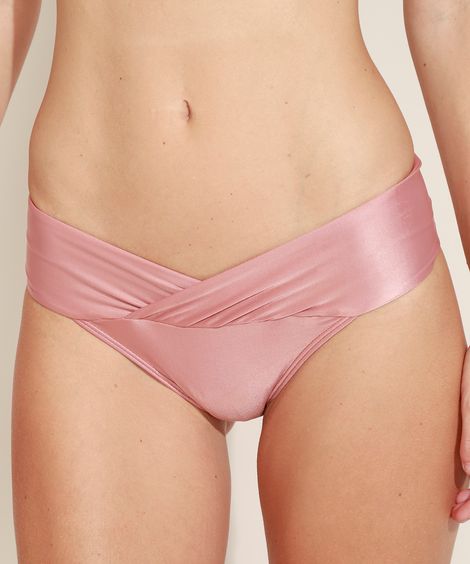 Biquíni Calcinha Tanga Cós Transpassado com Proteção UV50+ Rosa