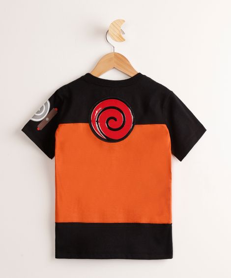 Camiseta Infantil de Algodão Naruto Manga Curta Preta