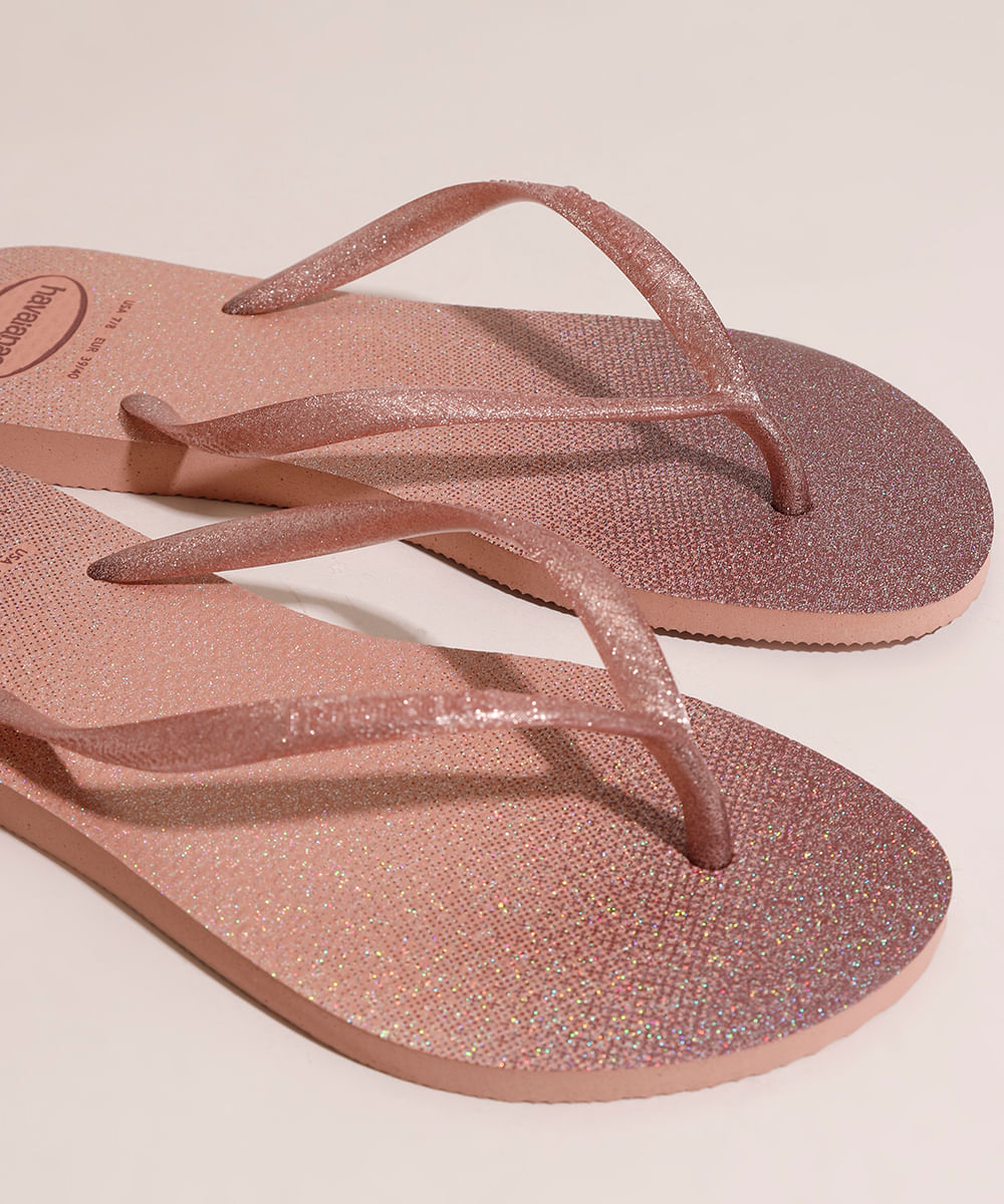 chinelo havaianas glitter rosa