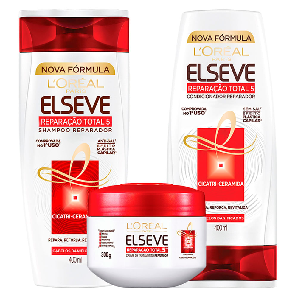 Kit Shampoo + Condicionador + Tratamento LOréal Paris Elseve Reparação Total 5+