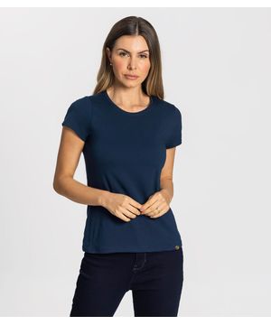 Blusa Feminina Cotton Leve Básica Rovitex Azul