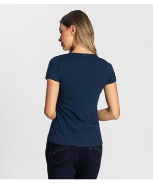 Blusa Feminina Cotton Leve Básica Rovitex Azul