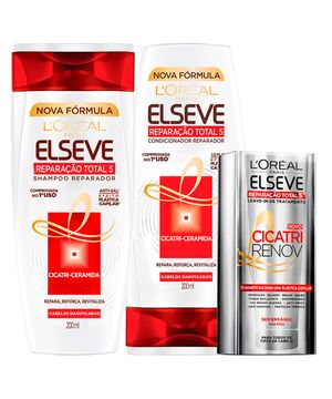 Kit Elseve Reparação Total 5+ L’Oréal Paris - Shampoo + Condicionador + Cicatri Renov