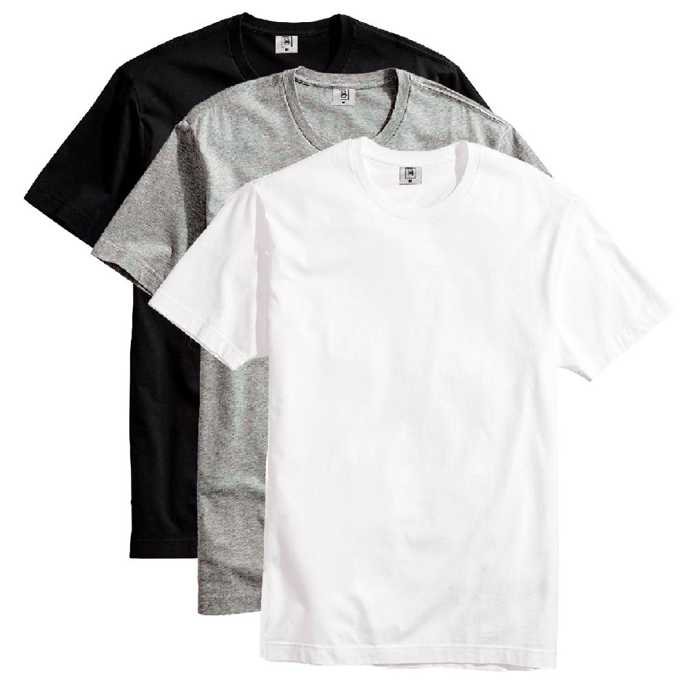 Kit com 3 Camisetas Masculina Básica Algodão Part.B Premium Branco Cinza e Preto é boa?