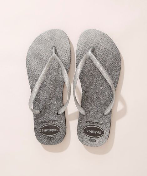Chinelo Feminino Slim Gloss Havaianas Prateado