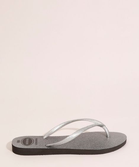 Chinelo Feminino Slim Gloss Havaianas Prateado
