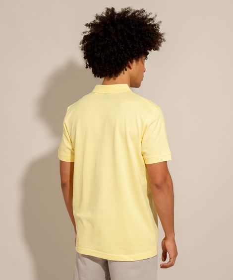 Polo Comfort de Algodão Manga Curta  Amarelo Claro