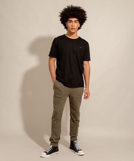 Calça Jogger de Moletom com Cordão Verde