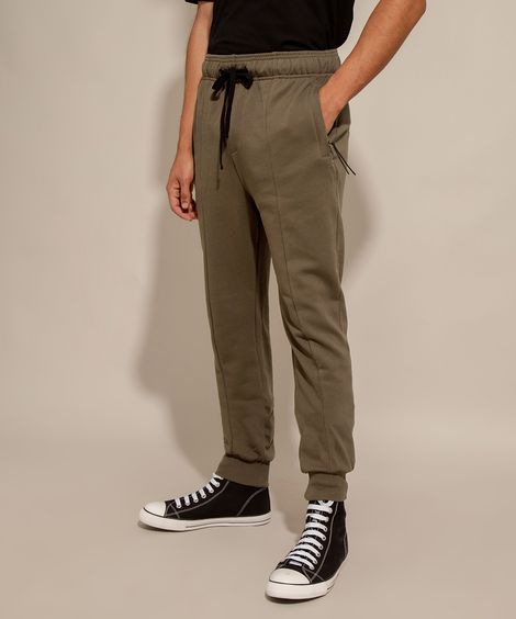 Calça Jogger de Moletom com Cordão Verde