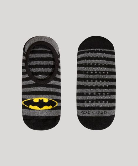 Meia infantil Batman Estampada Listras com Antiderrapante Sapatilha Multicor