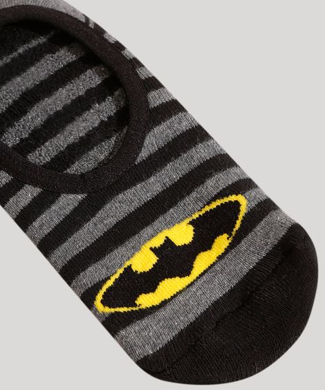 Meia infantil Batman Estampada Listras com Antiderrapante Sapatilha Multicor