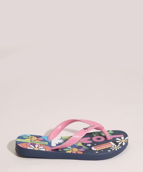 Chinelo Infantil Estampado Floral Ipanema Rosa