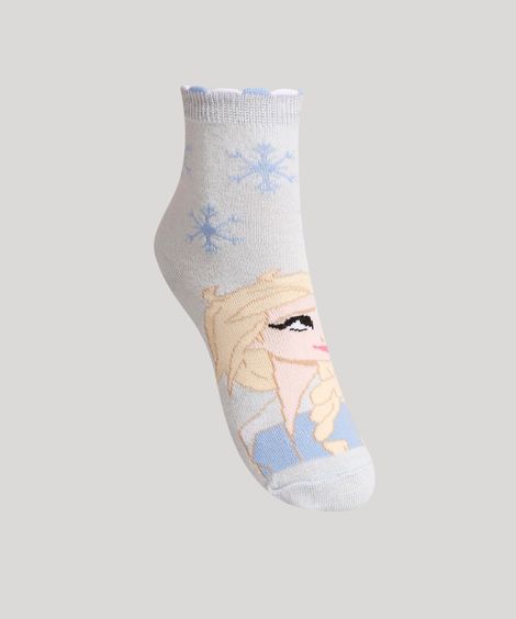Kit de 2 Meias Elsa e Olaf Frozen Cano Médio  Azul