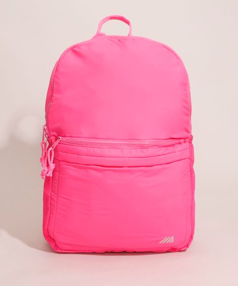 Mochila Dobrável Esportiva com Bolso de Nylon Rosa