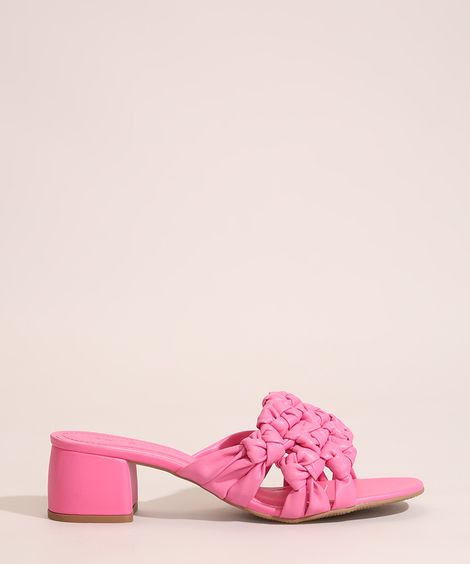 Tamanco Feminino Salto Médio Quadrado Tira de Nós Oneself  Rosa