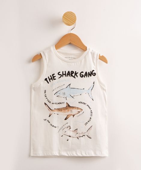 Regata Infantil Tubarão "The Shark Gang" Off White