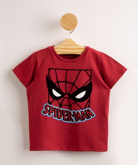 Camiseta Infantil Homem-Aranha Manga Curta Vermelha