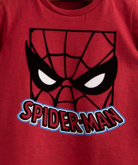 Camiseta Infantil Homem-Aranha Manga Curta Vermelha