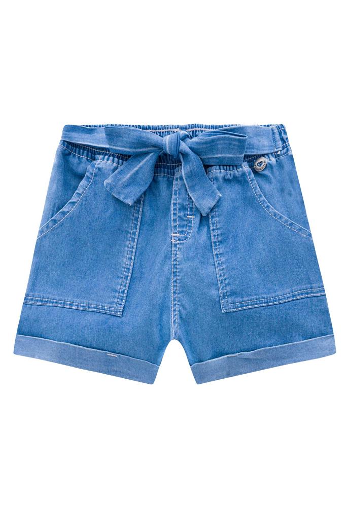 shorts com laço jeans