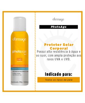 Protetor Solar Aerossol Dermage - Photoage Wet FPS 40 120g