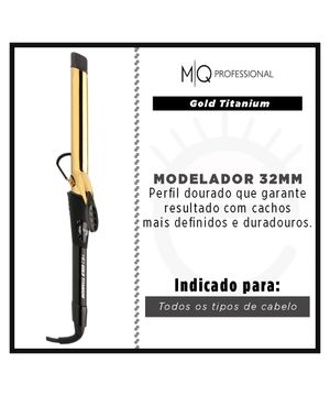 Modelador de Cachos Gold Titanium 32mm MQ Hair Bivolt