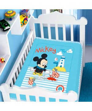 Cobertor Menino Jolitex Disney Baby Mickey Barquinho Azul