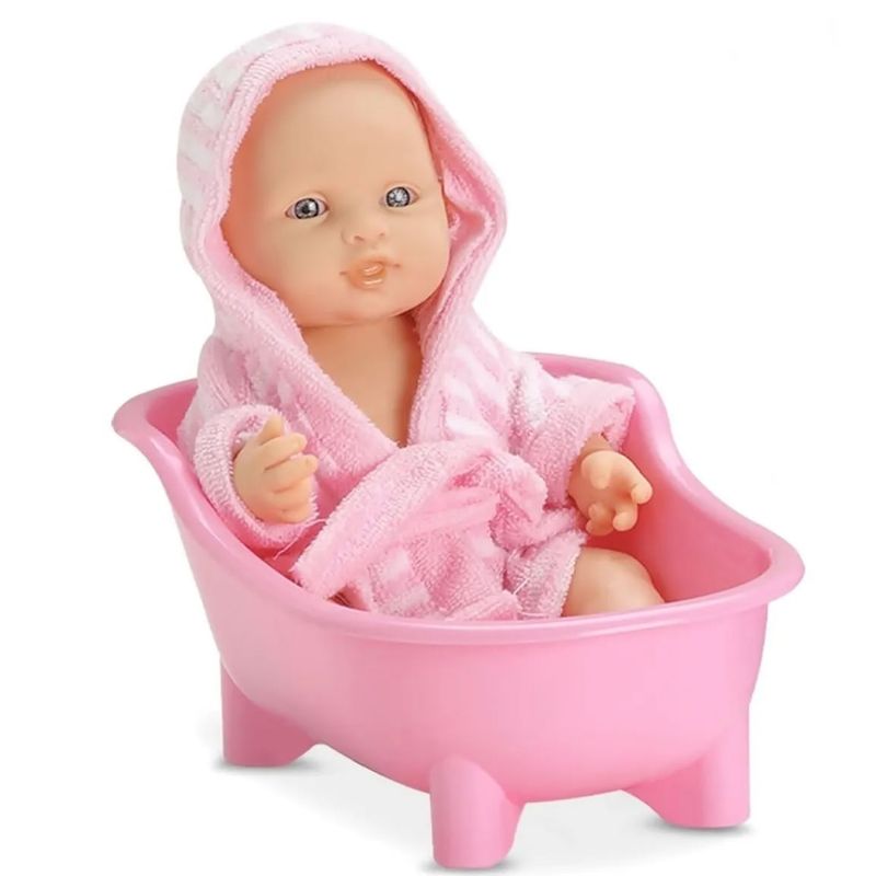 Boneca Micro Bebe Banheira Rosa Roma Jensen