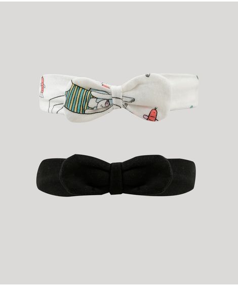 Kit de 2 Faixas de Cabelo Infantis Fábula com Laço Multicor