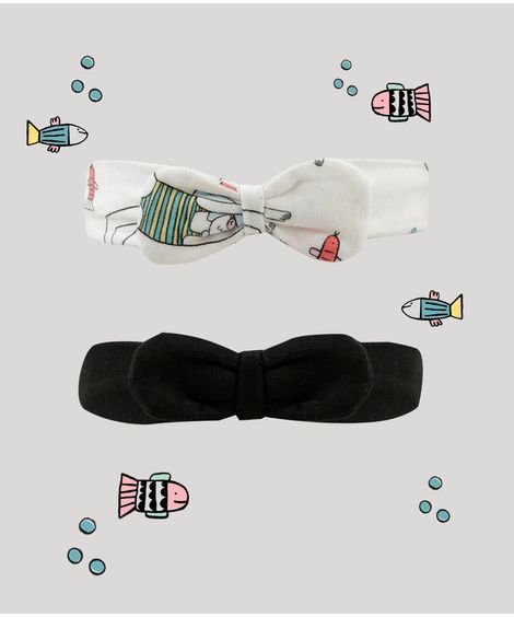 Kit de 2 Faixas de Cabelo Infantis Fábula com Laço Multicor