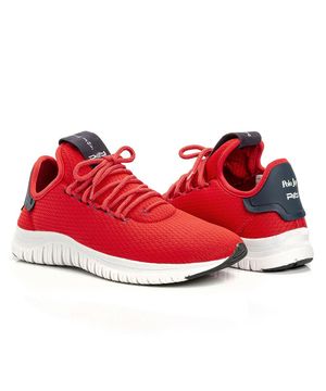 Tênis Têxtil Mesh Elástic Amarração Feminino Casual Conforto Vermelho