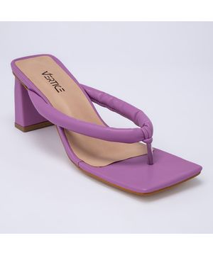 Mule Feminino Salto Médio Square Tiras Soft - Lavanda